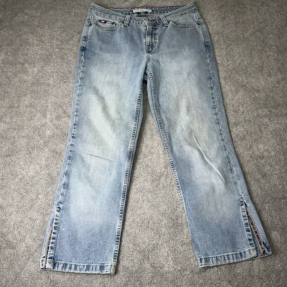 Vintage Tommy Hilfiger Jeans Women Y2K Classic Fit Straight Leg Size 4 Split Hem